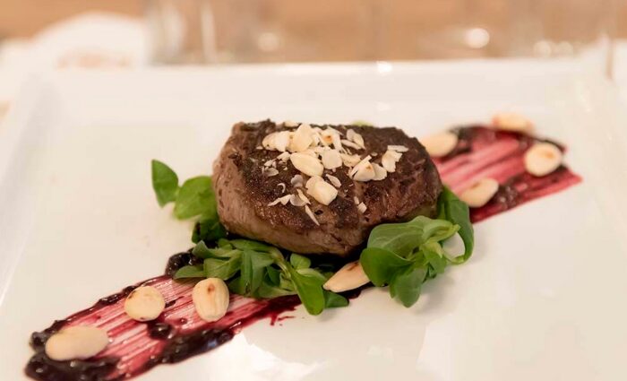 Steak with garnish