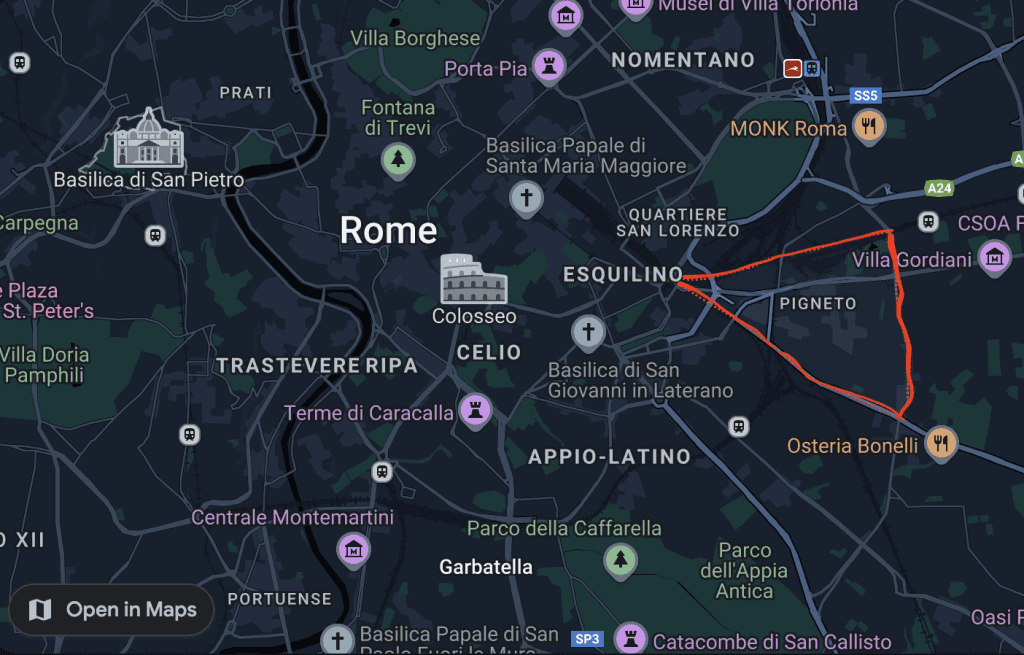 map of Pigneto, Rome, Italy.