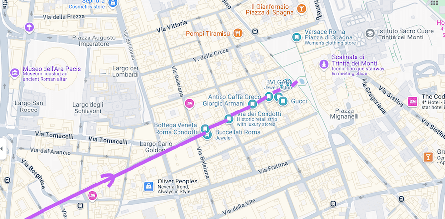 Map of Via dei Condotti