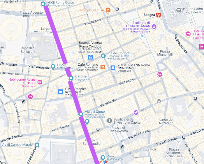 Map of Via Del Corso