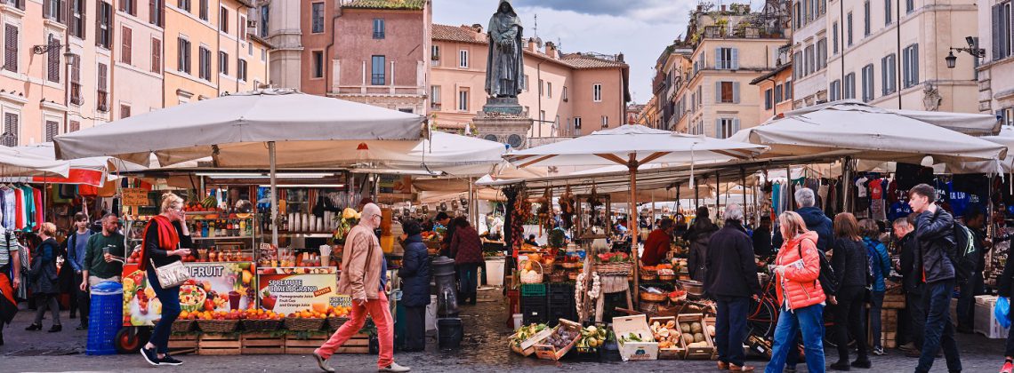 campo de fiori market with people in rome