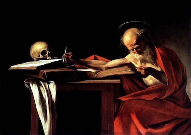 St. Jerome painting by Caravaggio in the Borghese Gallery in Rome.