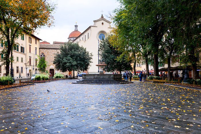 Piazza Santo Spirito with Basilica in autumn - Piazza in Florence