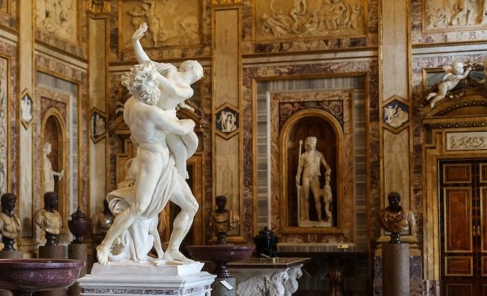 The Rape of Proserpina, a statue by Bernini (Room IV) in the Borghese Gallery in Rome.