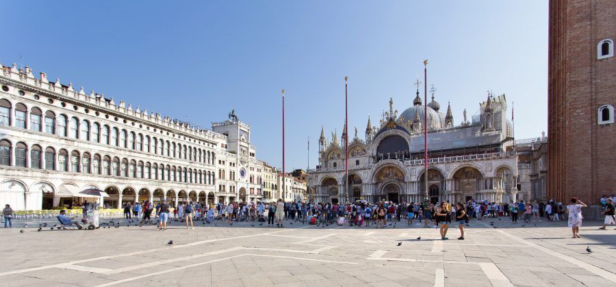 sunny st mark's square in venice with people
