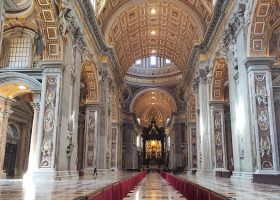 interior of the St Peter's Basilica without people in Vatican City