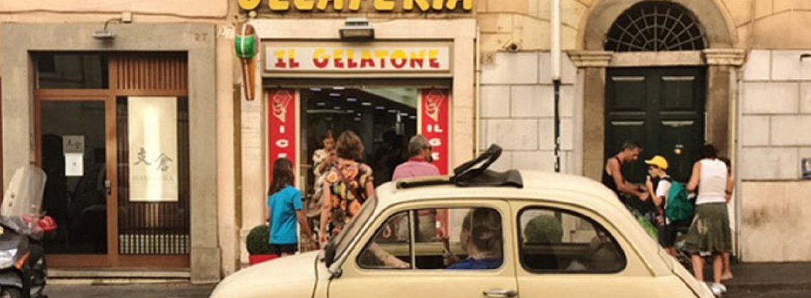 Outside of the Gelateria in Rome in the Monti Neighbourhood