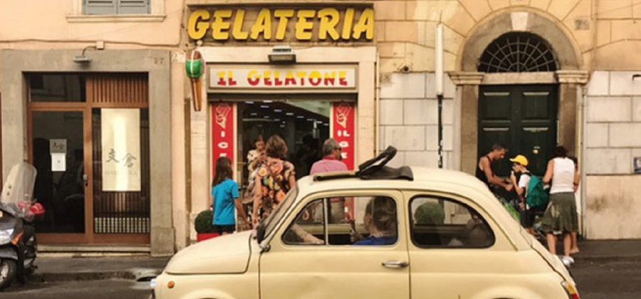 Outside of the Gelateria in Rome in the Monti Neighbourhood