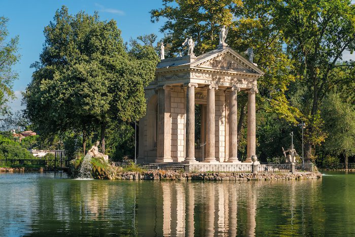 Villa Borghese in Rome, Temple of Esculapio, Pincian Hill, Rome, Italy