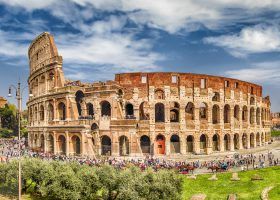 crowded colosseum with day light