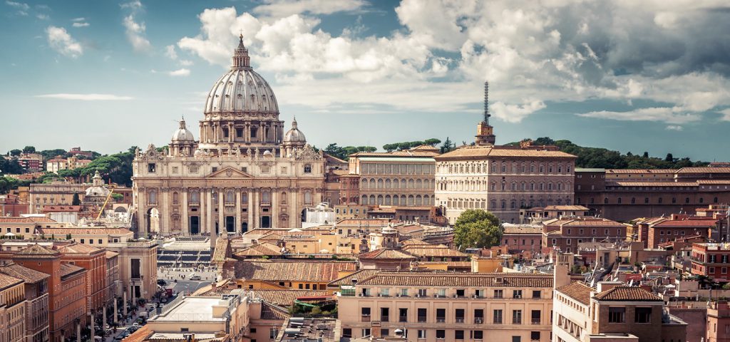 aerial view of vatican city with st peter's basilica