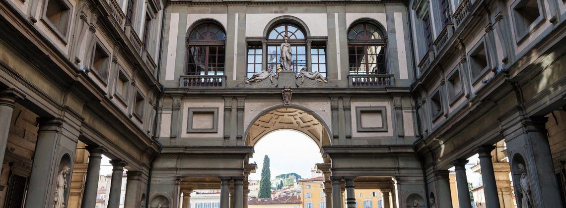 Entrance of the Uffizi Gallery in Florence
