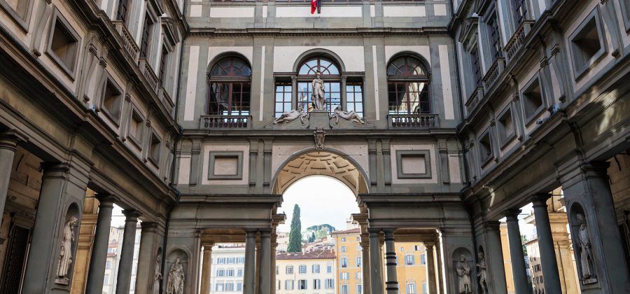 Entrance of the Uffizi Gallery in Florence