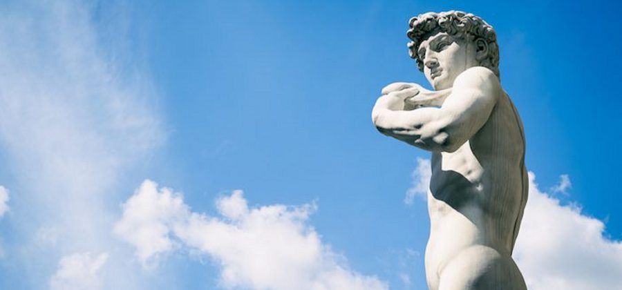statue of david by michelangelo with blue sky