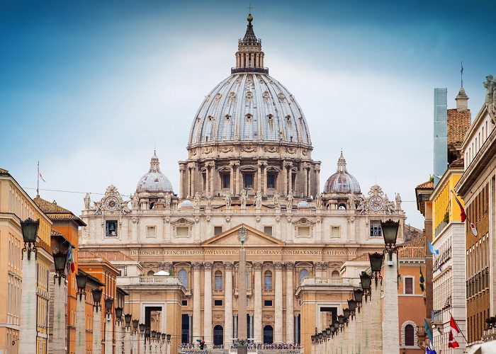 view of St Peter's Basilica in Rome, Vatican, Italy